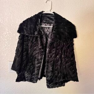 Vintage Black Fur Cape Jacket